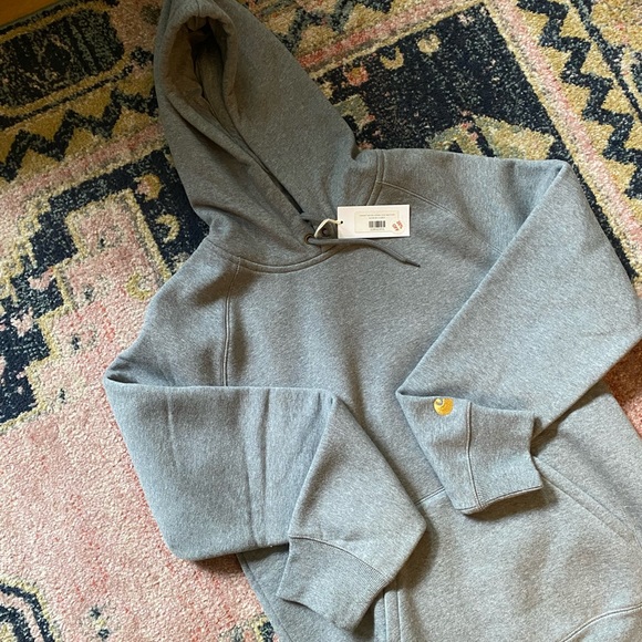 NWT Carhartt WIP Chase Hooded Sweatshirt in Heather Gray - Picture 2 of 6